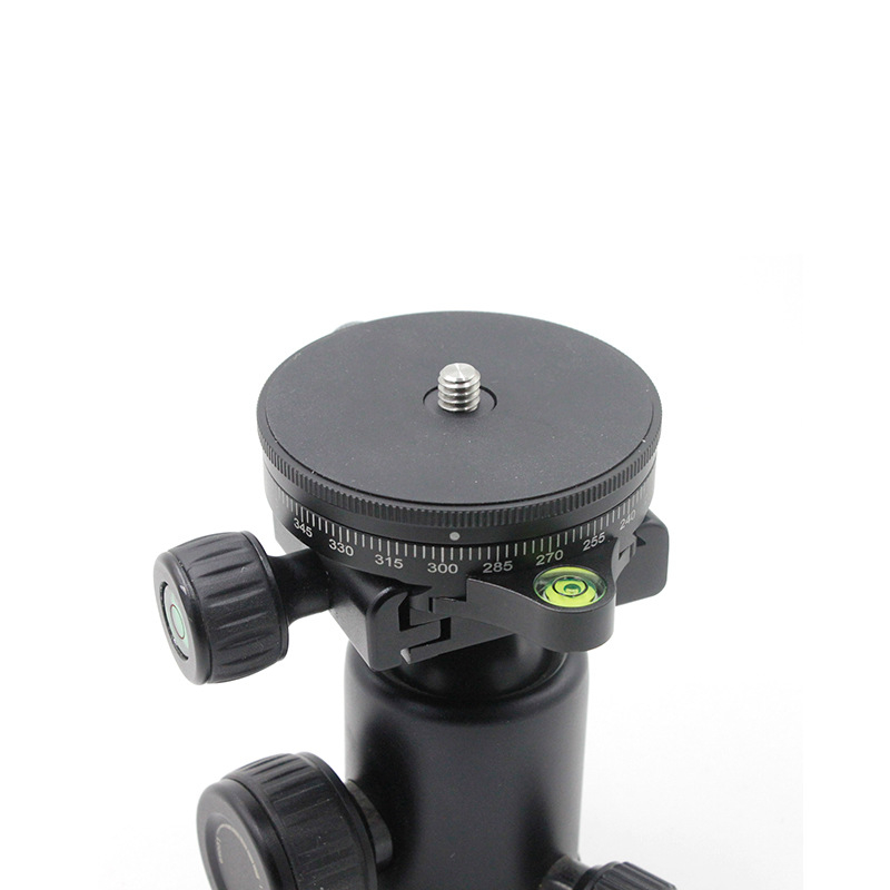 Panoramska sferna aluminijska legura PTZ stezaljna podloga za fotoaparat na stativu, 360° rotacija; 3/8–1/4 pretvarački vijak; težina 0,13 kg; kompatibilno s DSLR.