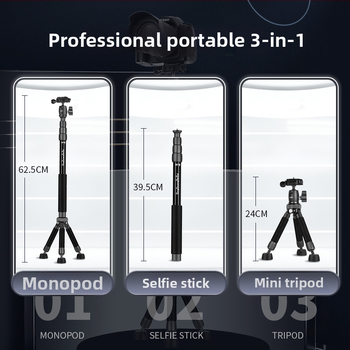 Light Age Q116 hliníkový statív s guľovou hlavou, 4 sekcie, nosnosť 2–5 kg, 3 v 1 – na podlaha, na stôl a na selfie