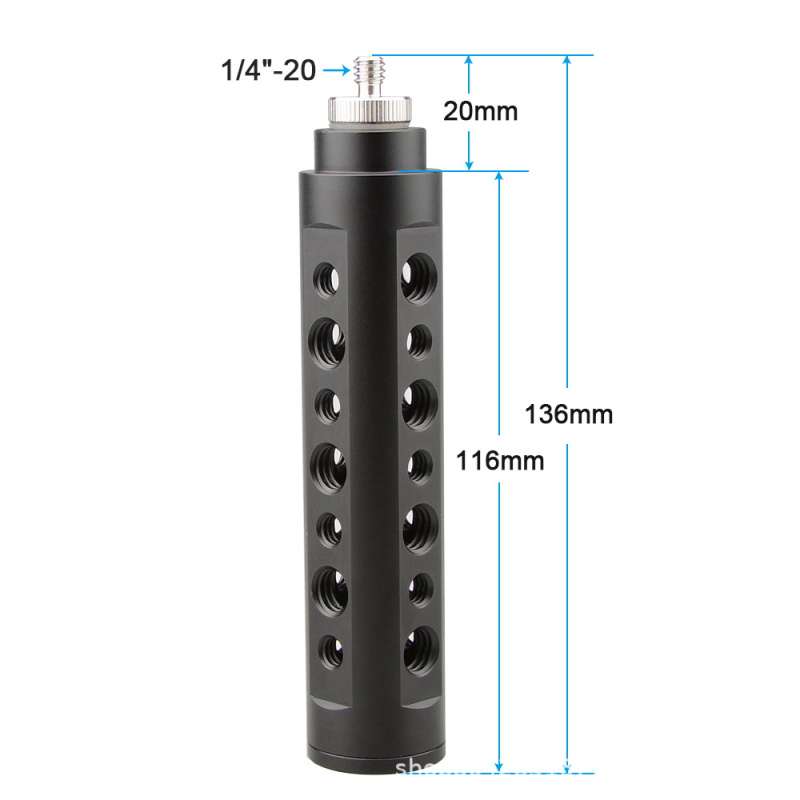 Hdrig ručka za kameru od aluminijske legure za DSLR stabilizatore, 1/4-inčni muški navoj, model 0967