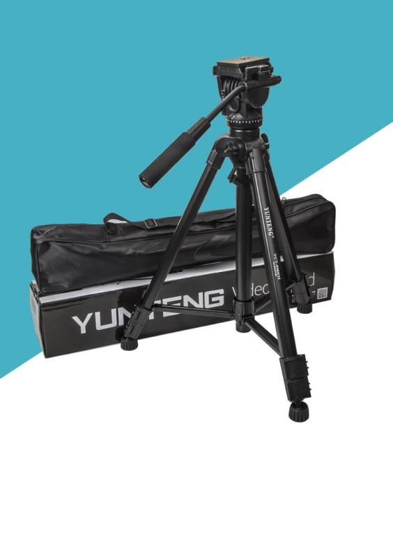 Yunteng 998 DSLR stativ s hidrauličkim dampiranjem, aluminijska legura, 3 sekcije, maksimalna visina 1650 mm, minimalna visina 760 mm, nosivost 6 kg