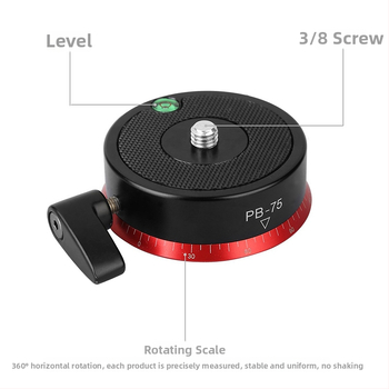 PB-75 Horizontalno rotirajuća glava od aluminijske legure za panoramsko fotografiranje, 360° okret, navoj 3/8 inch, težina 0,27 kg