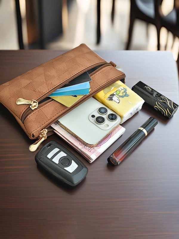 Ženska clutch torba – urbana jednostavnost, PU materijal, vodoravni kvadratni oblik, zatvarač, unutarnja laminirana džep, podstava od poliestera, svakodnevna upotreba, proljeće 2025