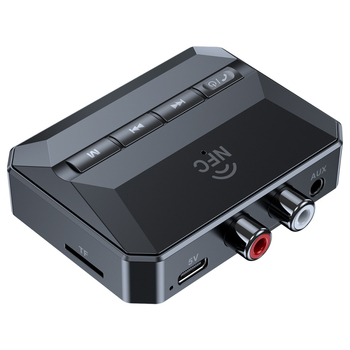 Autós NFC Bluetooth zenevevő — Bluetooth 5.3, USB/TF kártya lejátszás, Hands-Free, Audió kimenet, 50 cm kábel