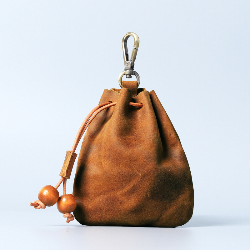 Монетник от първокласна телешка кожа, унисекс, мултифункционална поясна чанта за монети и ключове