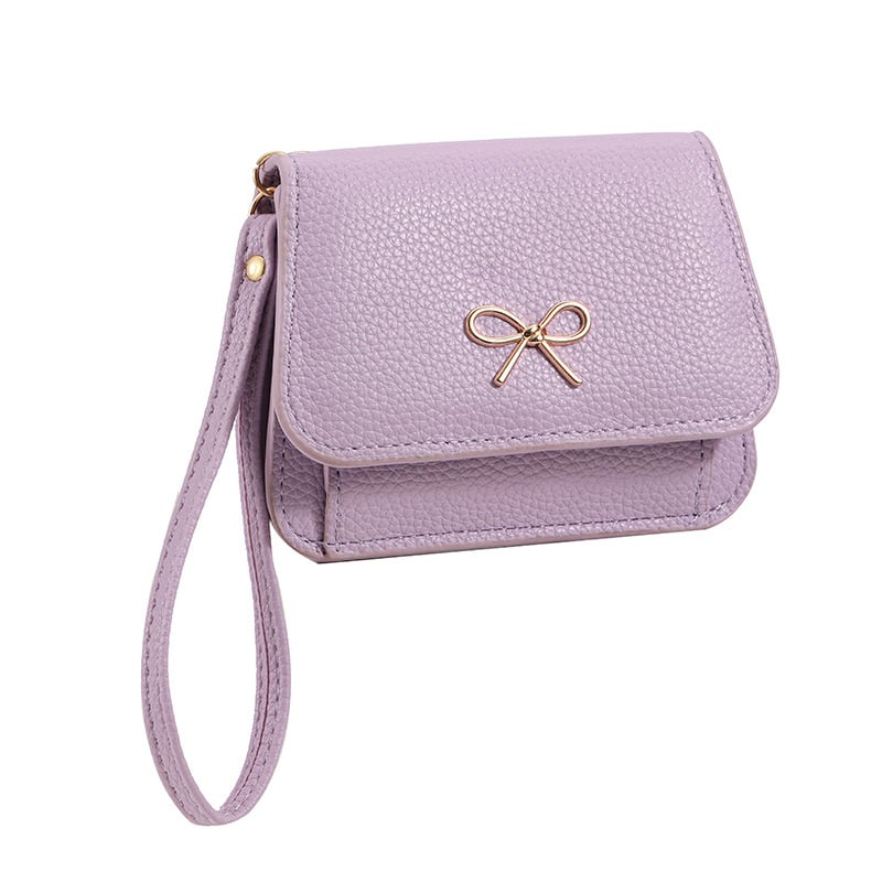 Женски мини портфейл за монети и карти с цип, PU кожа, текстура на личи, без подплата, есен 2025