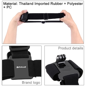 PU24 curea de cap pentru cameră de acțiune – anti-alunecare, compatibil GoPro și DJI Osmo Action; materiale: plastic, cauciuc thailandez, poliester; model PU24
