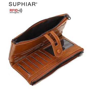 Дълъг портфейл от PU кожа с RFID защита, флорална шарка, женски ретро стил клатч, подплата от полиестер, лято 2025