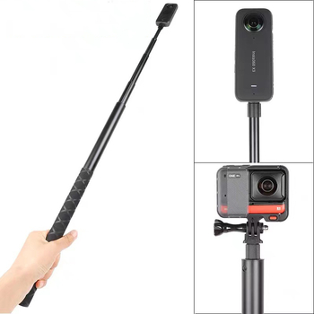 Teleskopska šipka za selfie za akcijske kamere – aluminijska legura; model QJ001; kompatibilno s 360insta, DJI Action, GoPro9/10/11; okretna drška za snimanje; moguć ispis loga