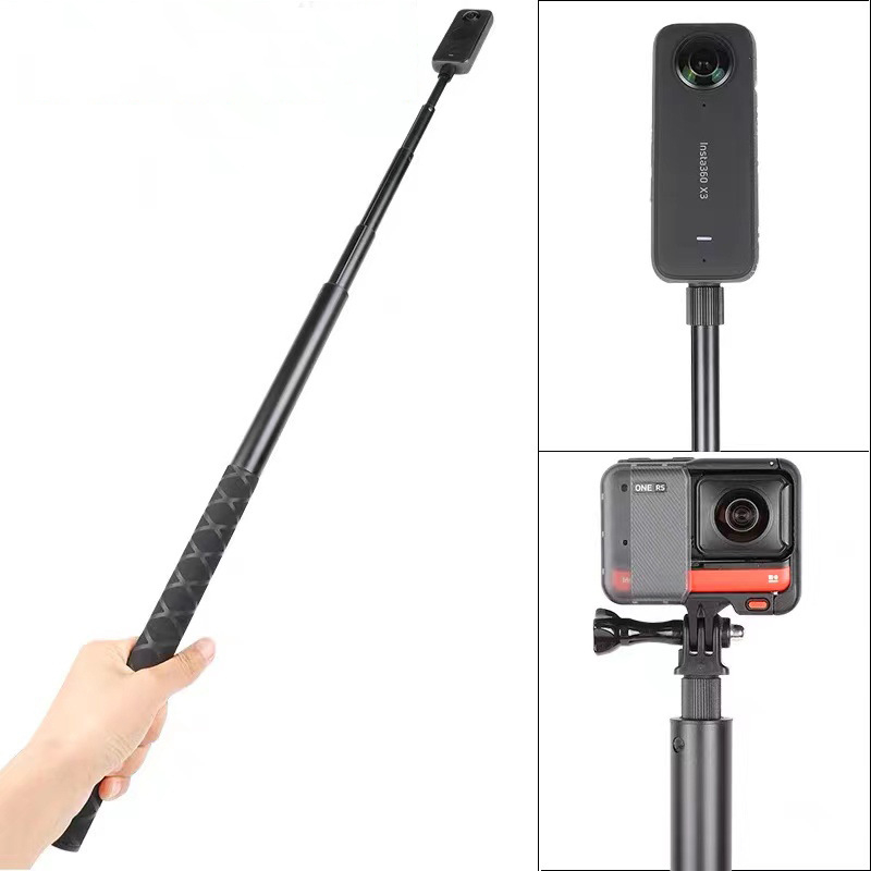 Teleskopska šipka za selfie za akcijske kamere – aluminijska legura; model QJ001; kompatibilno s 360insta, DJI Action, GoPro9/10/11; okretna drška za snimanje; moguć ispis loga