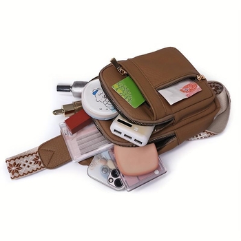 PU crossbody táska – vintage retro dizájn, uniszex stílus, tavasz 2025 kiadás, mindennapi használatra.