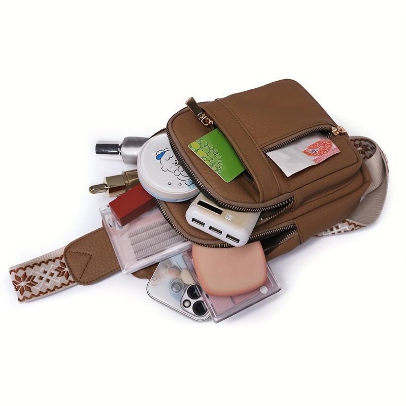 PU crossbody táska – vintage retro dizájn, uniszex stílus, tavasz 2025 kiadás, mindennapi használatra.