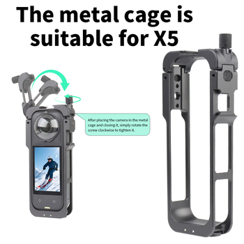 Insta360 X5 Cușcă din aliaj de aluminiu – Cadru de afișare multifuncțional pentru Insta360 X5, Suport imprimare logo