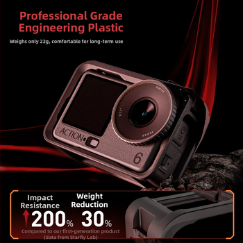 Startrc nylonový ochranný rám pre DJI Action 6 – kompatibilný s Osmo Action 6, s logom Startrc; balenie obsahuje rám, perlové vrecúško, návod, osvedčenie o zhode