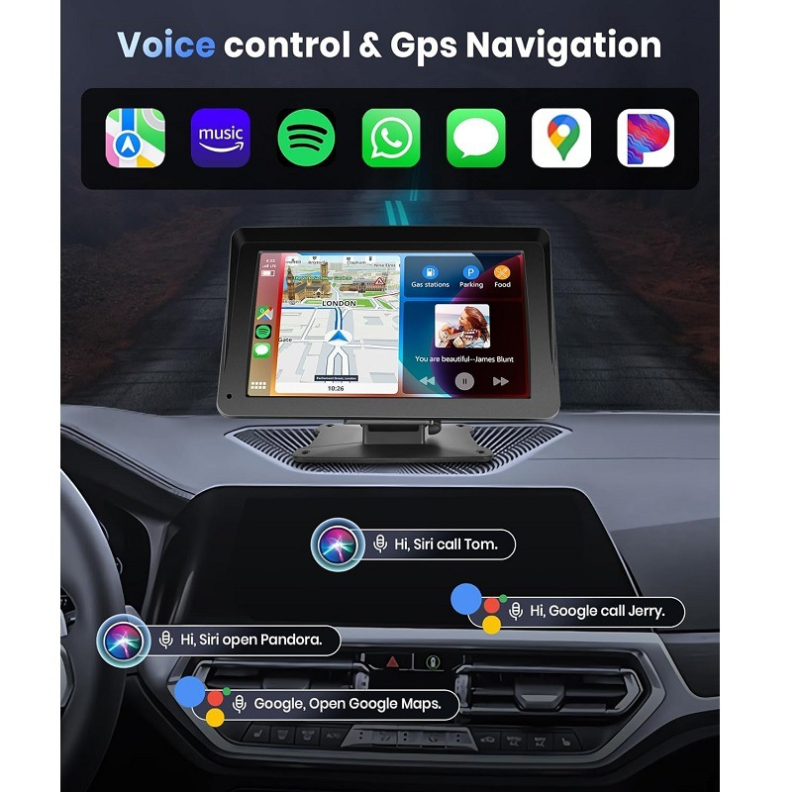 CarPlay prenosni bežični zaslon za automobil MP5 navigacija s kapacitivnim dodirnim zaslonom, plastično kućište, Type-C napajanje, 12V→5V, marka E car e shot