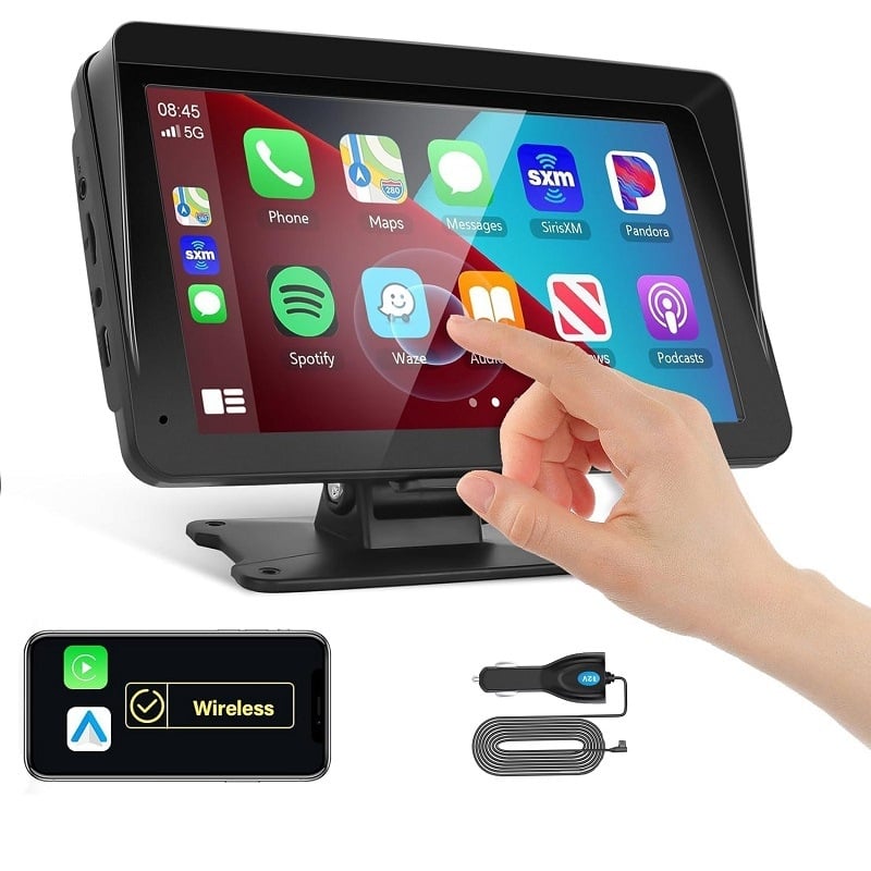 CarPlay prenosni bežični zaslon za automobil MP5 navigacija s kapacitivnim dodirnim zaslonom, plastično kućište, Type-C napajanje, 12V→5V, marka E car e shot