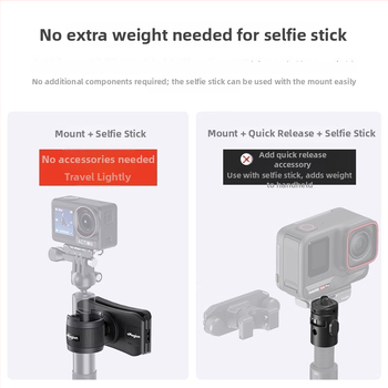 Amagisn Držiak na selfie tyč — Rýchle uvoľnenie, ABS + silikagél, kompatibilný s Insta360, DJI, GoPro; Obsahuje gumové prstene