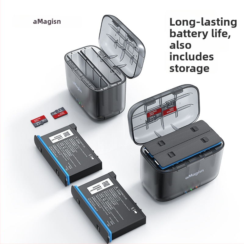 Cutie de încărcare Insta360 X4 cu încărcător dublu și depozitare baterii, ABS