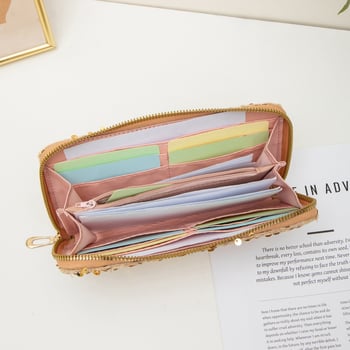 Ženska clutch torbica sa šljokicama i ukrasom leptira, vodoravni kvadratni oblik, zatvarač, podstava od poliestera