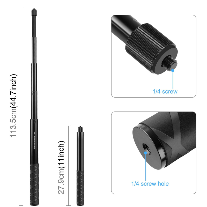 Puluz Fat Cow suport de curea cu selfie stick ascuns pentru Insta360 One X, GoPro Fusion și Ricoh Theta S (PU907)