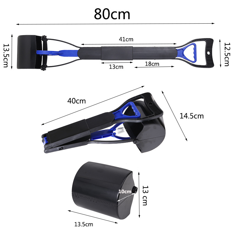 Sklopivi prikupljač izmeta za kućne ljubimce s dugim drškom, plastični, paket 20 kom