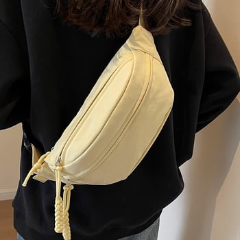 Vászon crossbody táska nylon béléssel, cipzáras zárás, ovális alak, egy vállpánt