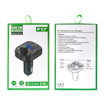 F17 Auto Bluetooth MP3 player s FM odašiljačem, dvostruki USB PD auto punjač, 12-24V