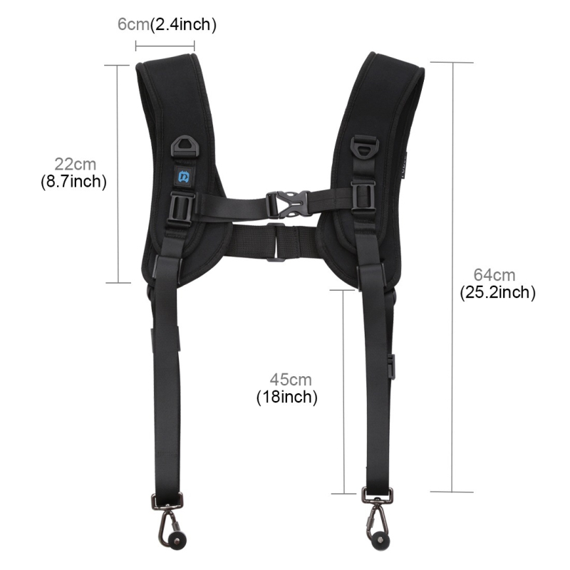 Puluz Fat Cow Set za kameru: pojas i dvostruki ramenski remen, model Pkt3060, univerzalni, materijal guma/nylon/metal, ispis logotipa moguć