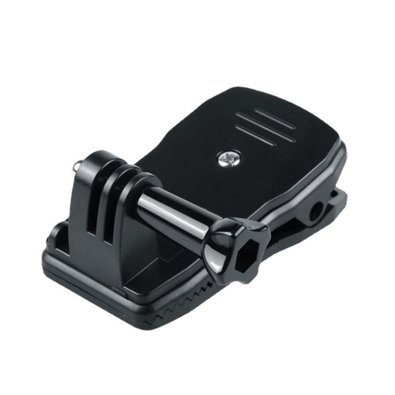 Clip pentru rucsac pentru camere de acțiune, reglaj 360°, conector AEE, construcție ABS+PC, șuruburi incluse, compatibil universal