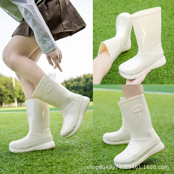 Ženske čizme za kišu do srednje duljine, PVC gornji dio, fleece podstava, vodootporne, niski pet 1–3 cm