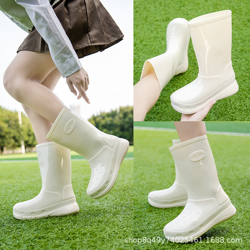 Ženske čizme za kišu do srednje duljine, PVC gornji dio, fleece podstava, vodootporne, niski pet 1–3 cm