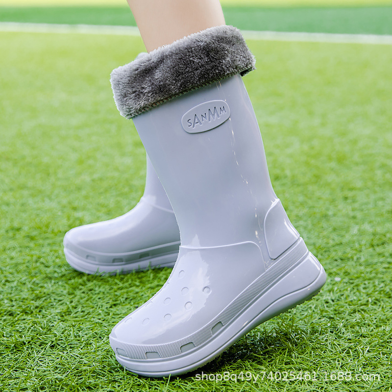 Ženske čizme za kišu do srednje duljine, PVC gornji dio, fleece podstava, vodootporne, niski pet 1–3 cm