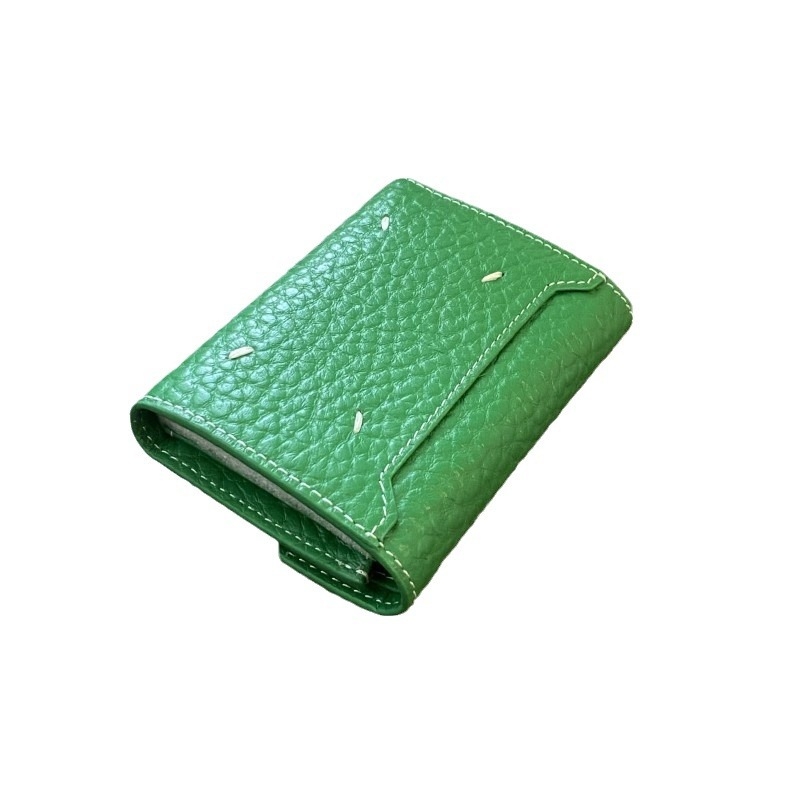 Дамски портфейл от естествена кожа, tri-fold модел, горен слой телешка кожа, едноцветен, подплатен телешка кожа, антибактериален и износоустойчив за ежедневна употреба