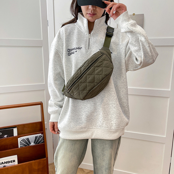 McCandolyn Nylon crossbody táska gyémántmintás quilt, cipzár nyitás és telefontok