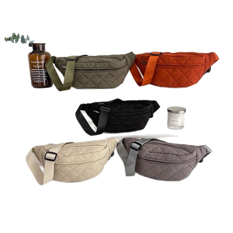 McCandolyn Nylon crossbody táska gyémántmintás quilt, cipzár nyitás és telefontok
