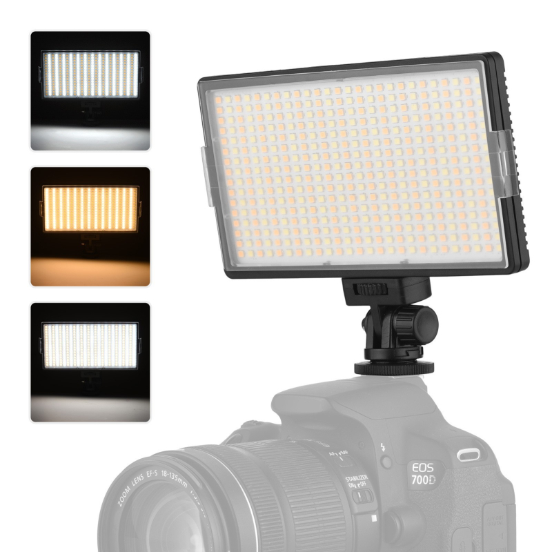 LED416 Prijenosno fotografijsko panel svjetlo za SLR kamere – ručno napajanje baterijom, promjenjiva jačina svjetla i boje 3200K–5600K
