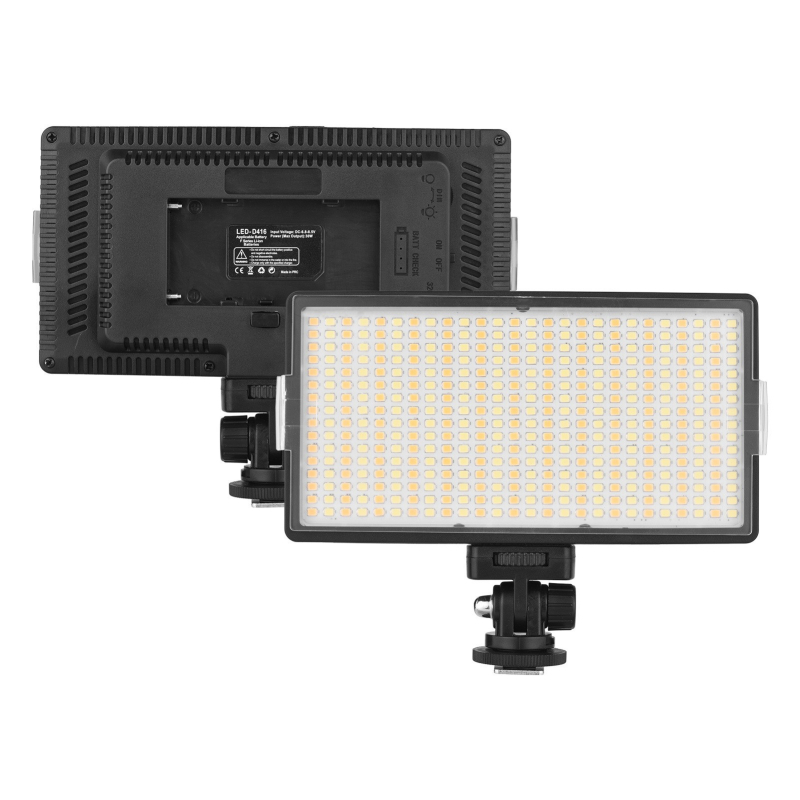 LED416 Prijenosno fotografijsko panel svjetlo za SLR kamere – ručno napajanje baterijom, promjenjiva jačina svjetla i boje 3200K–5600K
