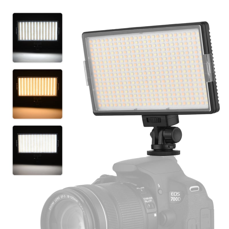 LED416 Prijenosno fotografijsko panel svjetlo za SLR kamere – ručno napajanje baterijom, promjenjiva jačina svjetla i boje 3200K–5600K