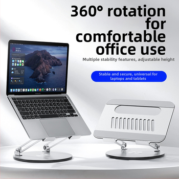 Držač za laptop s 360° rotacijom, aluminijska legura, universalna kompatibilnost, rotirajući dizajn, težina 1,347 kg