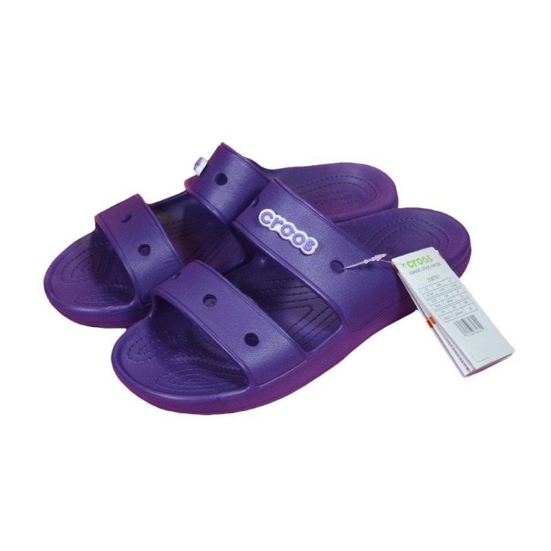 Uniszex dupla pántos lyukas szandál, nyári lapos talppal, EVA talppal