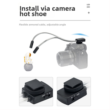 JJC lampă LED macro profesională pentru camere mirrorless, 5600K, dimabilă, reglaj intensitate, CR2025 baterie, montaj pe hot shoe