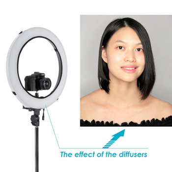 Lumină circulară de umplere cu difuzor și softbox, nereglabilă, fără sursă de alimentare externă, compatibilă cu 18-14-12-10-8 inci