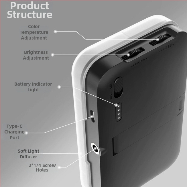 ST120 LED svetlo na doplnenie pre desktop — 3 farebné teploty, pod 10 W, 5V1A, pre živé vysielanie, video a fotografovanie