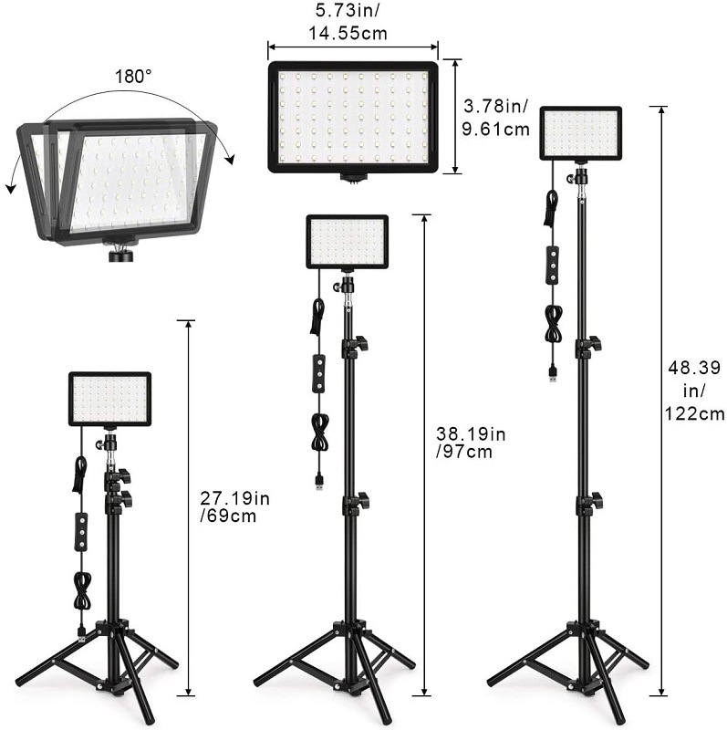 Trodjelni komplet rasvjete za fotografiranje s LED dopunskom svjetlošću, napajanje 5V/2A, model XK-70D, daljinski upravljač