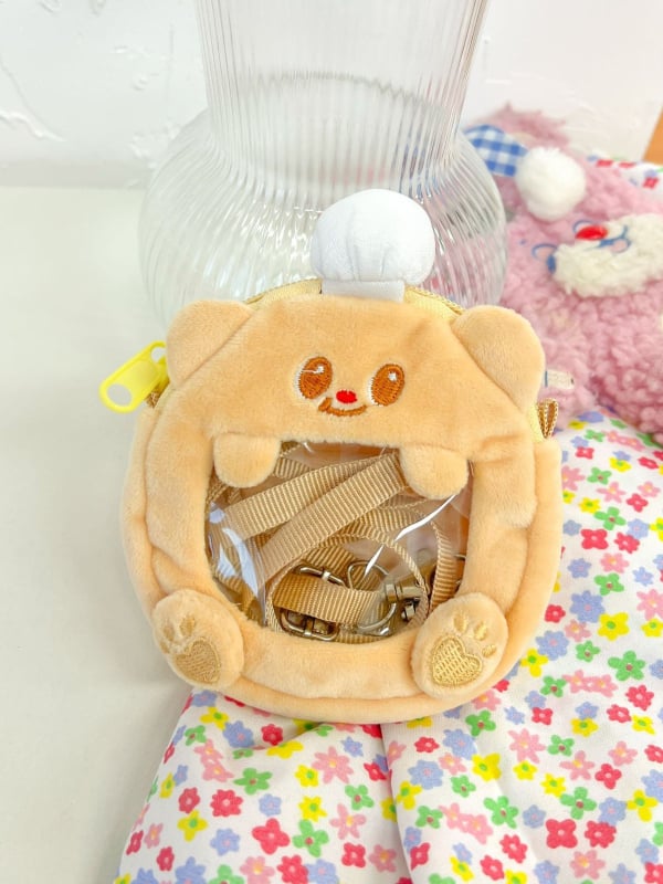 Монетник с плюшено мече – лек дизайн, подплата от найлон, за жени, ежедневна употреба