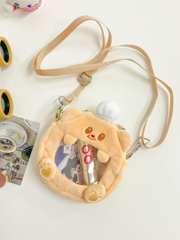 Монетник с плюшено мече – лек дизайн, подплата от найлон, за жени, ежедневна употреба