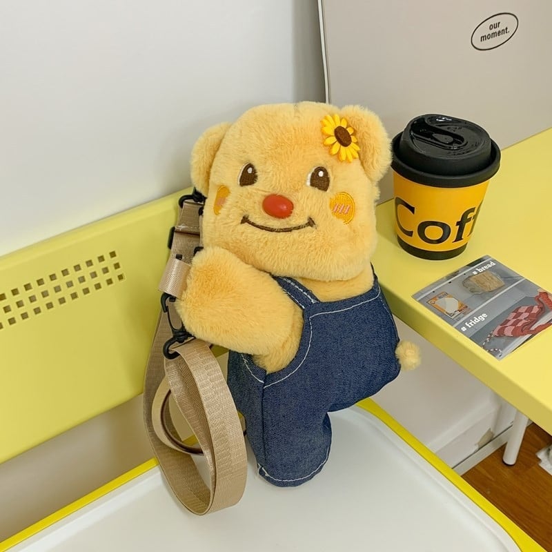 Монетник с плюшено мече – лек дизайн, подплата от найлон, за жени, ежедневна употреба