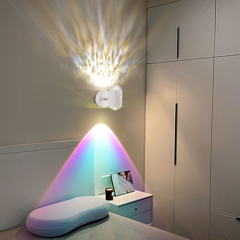 Zidna lampa s dinamičnim vodnim efektom, ambijentalno osvjetljenje — napajanje AC, zidna montaža