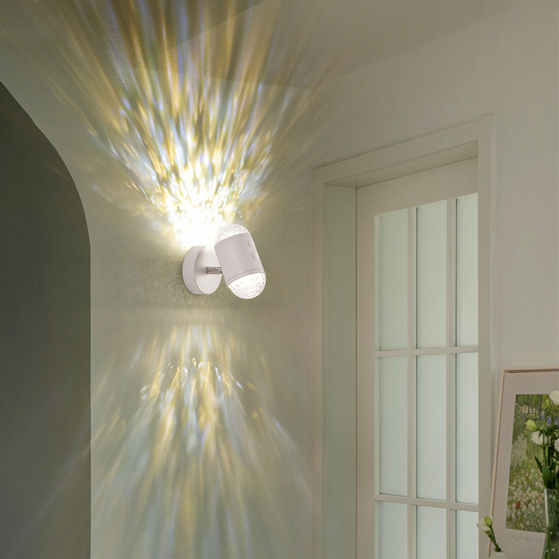 Zidna lampa s dinamičnim vodnim efektom, ambijentalno osvjetljenje — napajanje AC, zidna montaža