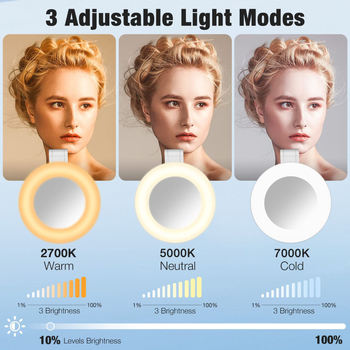 Összecsukható mágneses telefon világítás sminkhez és fotózáshoz, modell H22B, kevesebb mint 10W, 5V, három színhőmérséklet, kézben tartható, logó testreszabás támogatott, iPhone 12–16 kompatibilis