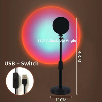Regulējama saulrieta lampa - USB barošanas, sienas uzstādāmā guļamistabas atmosfēras gaisma, bez viedās vadības
